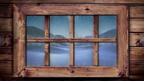 Winterlandschaft-Durch-Fenster-Gesehen