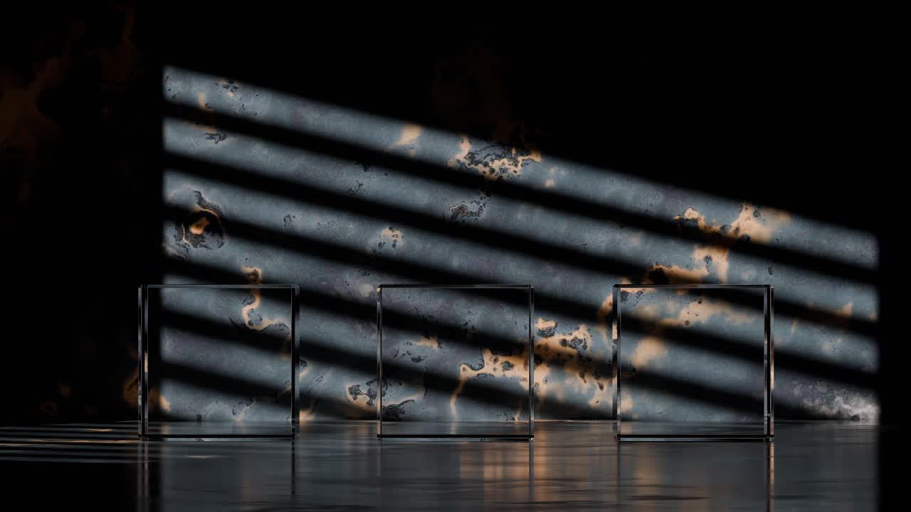 Modern Glass Display Podiums on Dark Stone Background