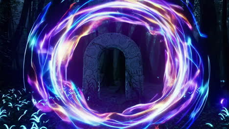 mysterious portal in a dark forest