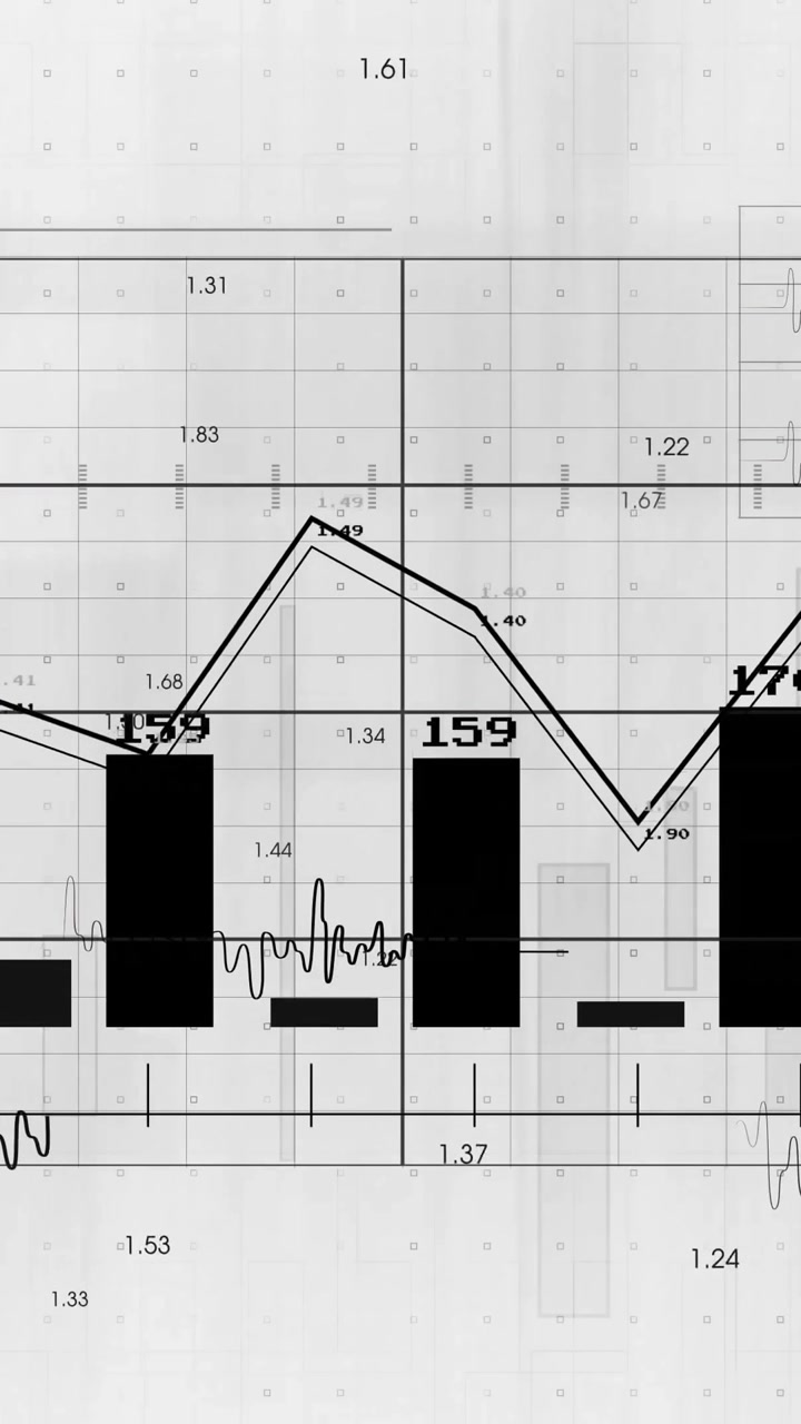 Animation of financial data processing on white background