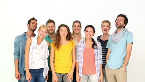 stylish young people smiling at camera