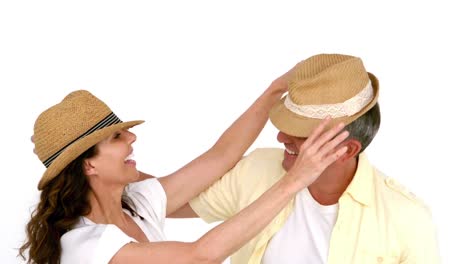 adult couple enjoying the moment with hat
