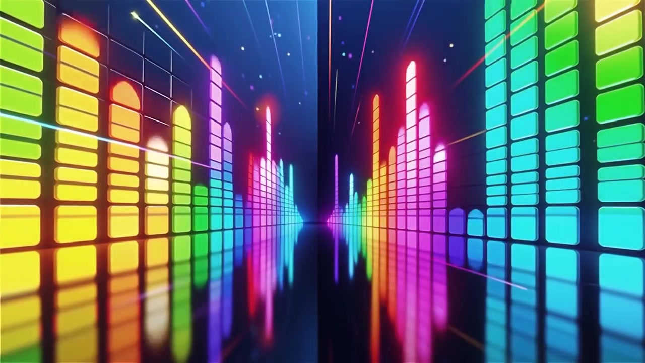 Futuristic Rainbow Neon Music Equalizer Visualizer Background