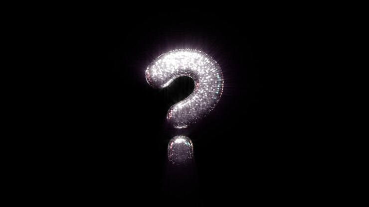 Shimmering Disco Ball Question Mark Symbol on Black Background