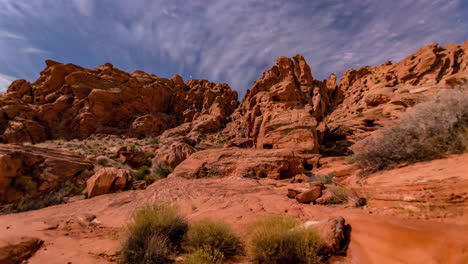 Clouds-Over-The-Valley-Of-Fire-State-Park-In-Nevada,-USA---Timelapse