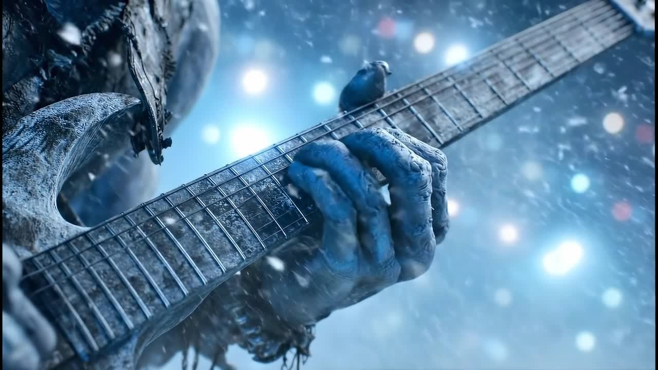 Guitar playing in the snow