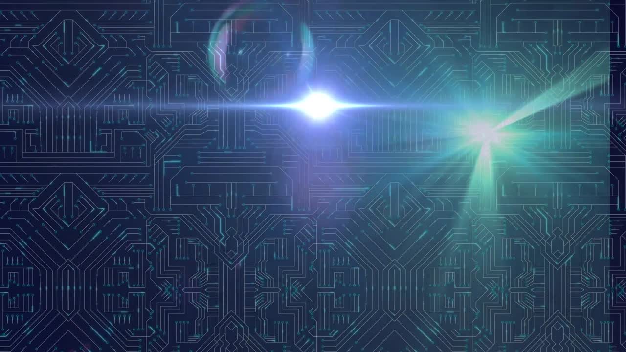 컴퓨터 회로판 위의 반 ⁇ 이는 반점의 애니메이션