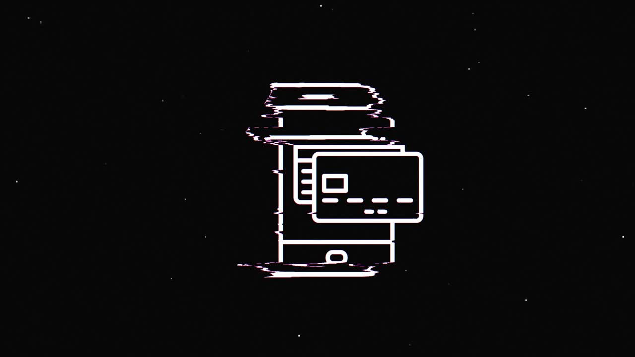 Line Bussines and finance hud holographic symbol on digital old tv screen seamless loop glitch animation. Hearts. Dynamic retro and joyful. Colorful and vintage video footage.