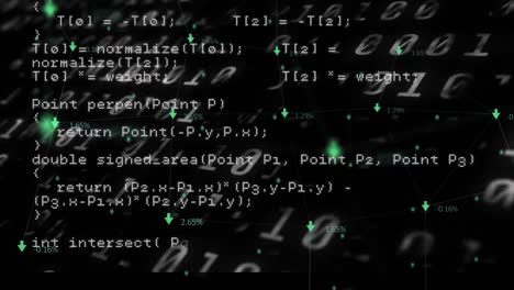 Animation-of-data-processing-and-binary-coding-on-black-background