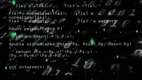 animación del procesamiento de datos y codificación binaria sobre fondo negro