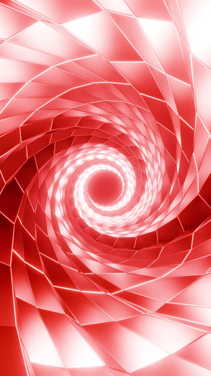 3D animation of glowing neon spiral abstract tunnel