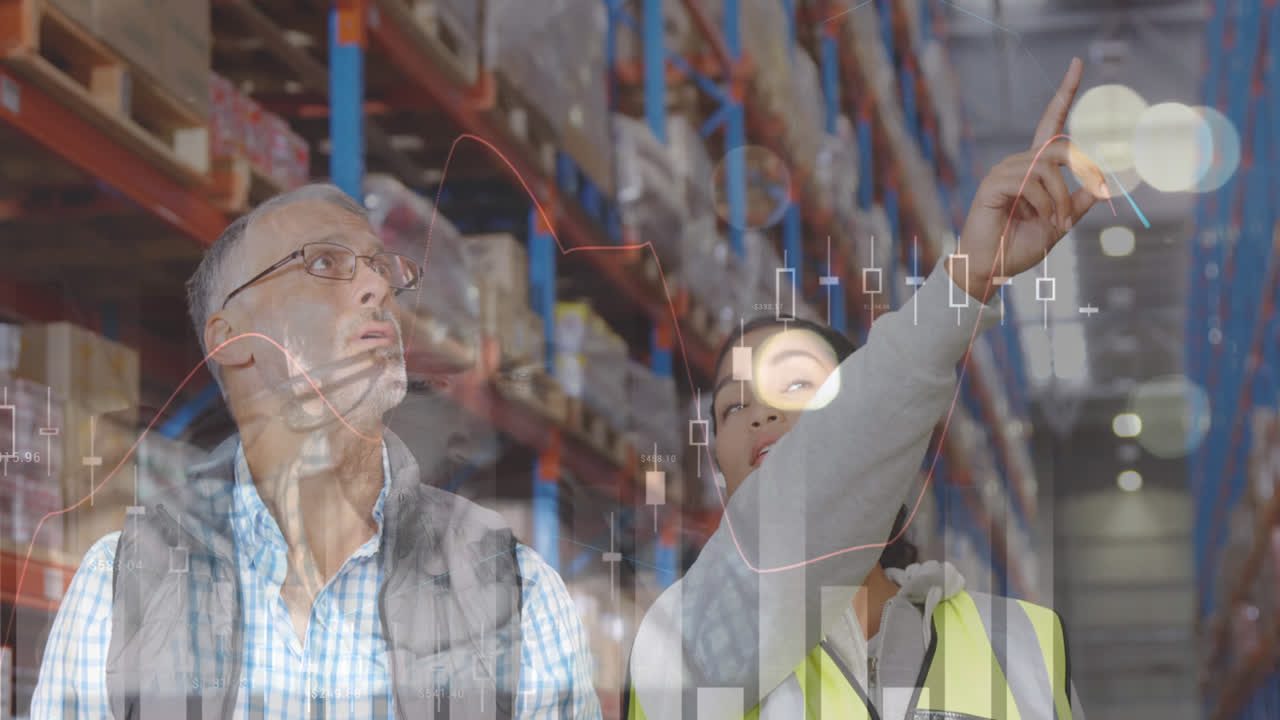 animación del procesamiento de datos sobre las personas que trabajan en el almacén