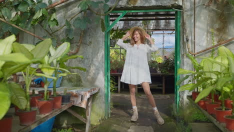 woman in a greenhouse