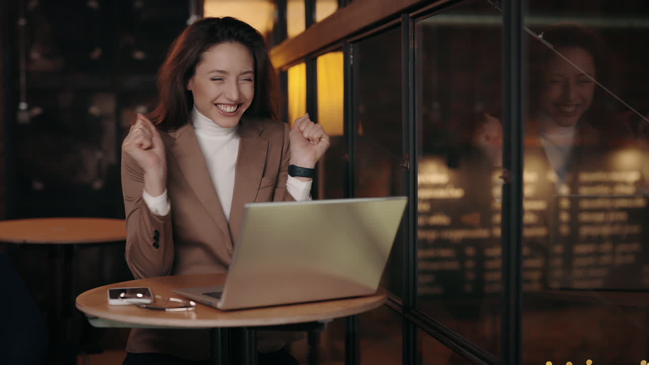 Successful Businesswoman Celebrating Achievement