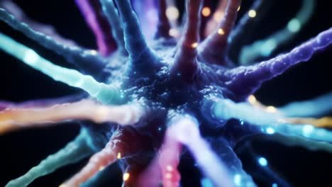 exploring the intricate structure of a neuron: a detailed look at the colorful extensions and their role in neural communication in a stunning 3d visualization