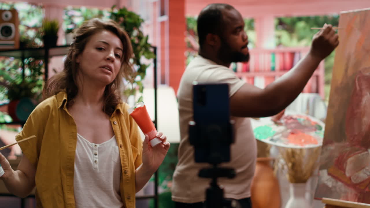 Artists creating together