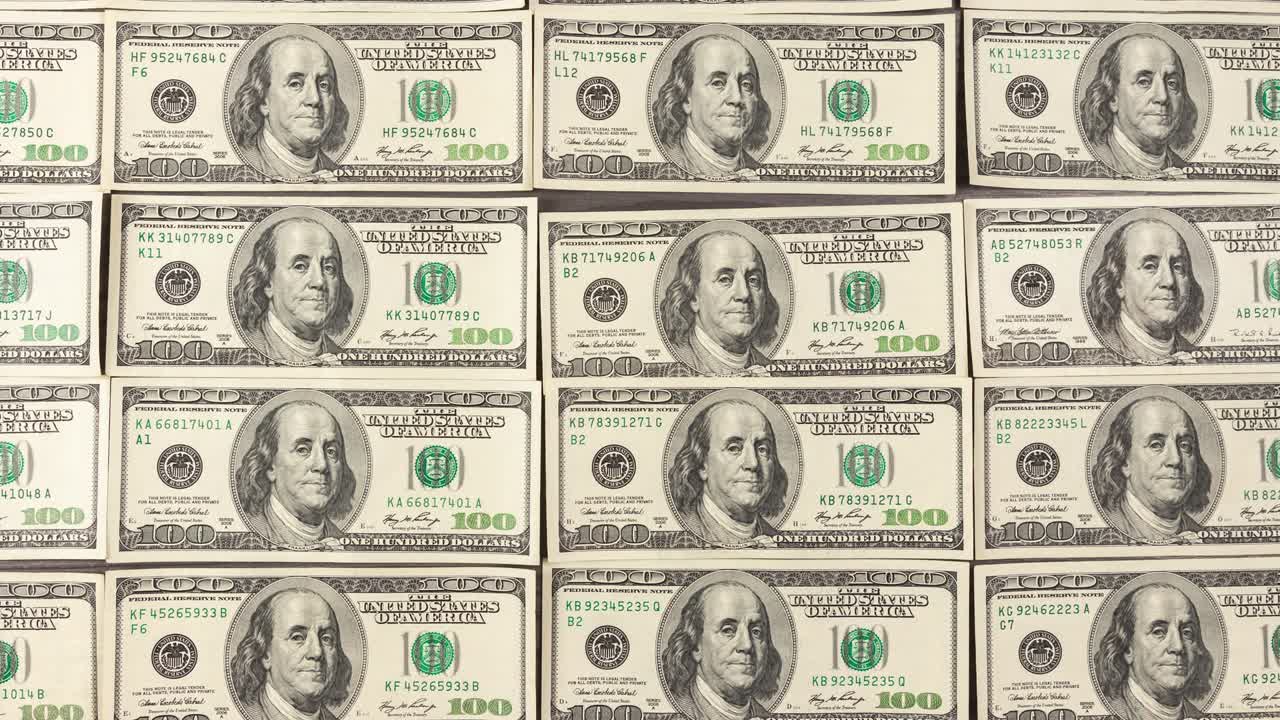 100 달러 미국 달러 배경으로 스 모션 영상