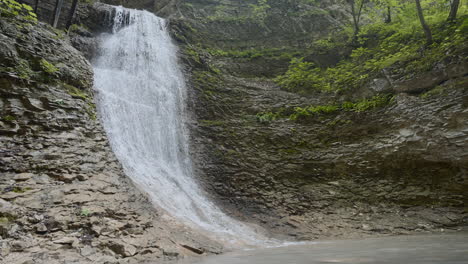 small waterfall in a rocky gorge