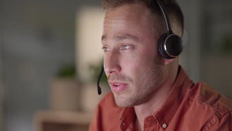 business man, computer and call center with web