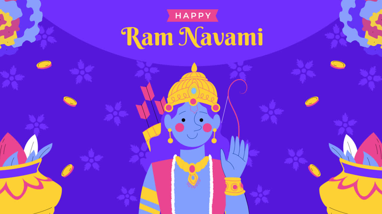 Motion Graphic of Flat ram navami greeting card template