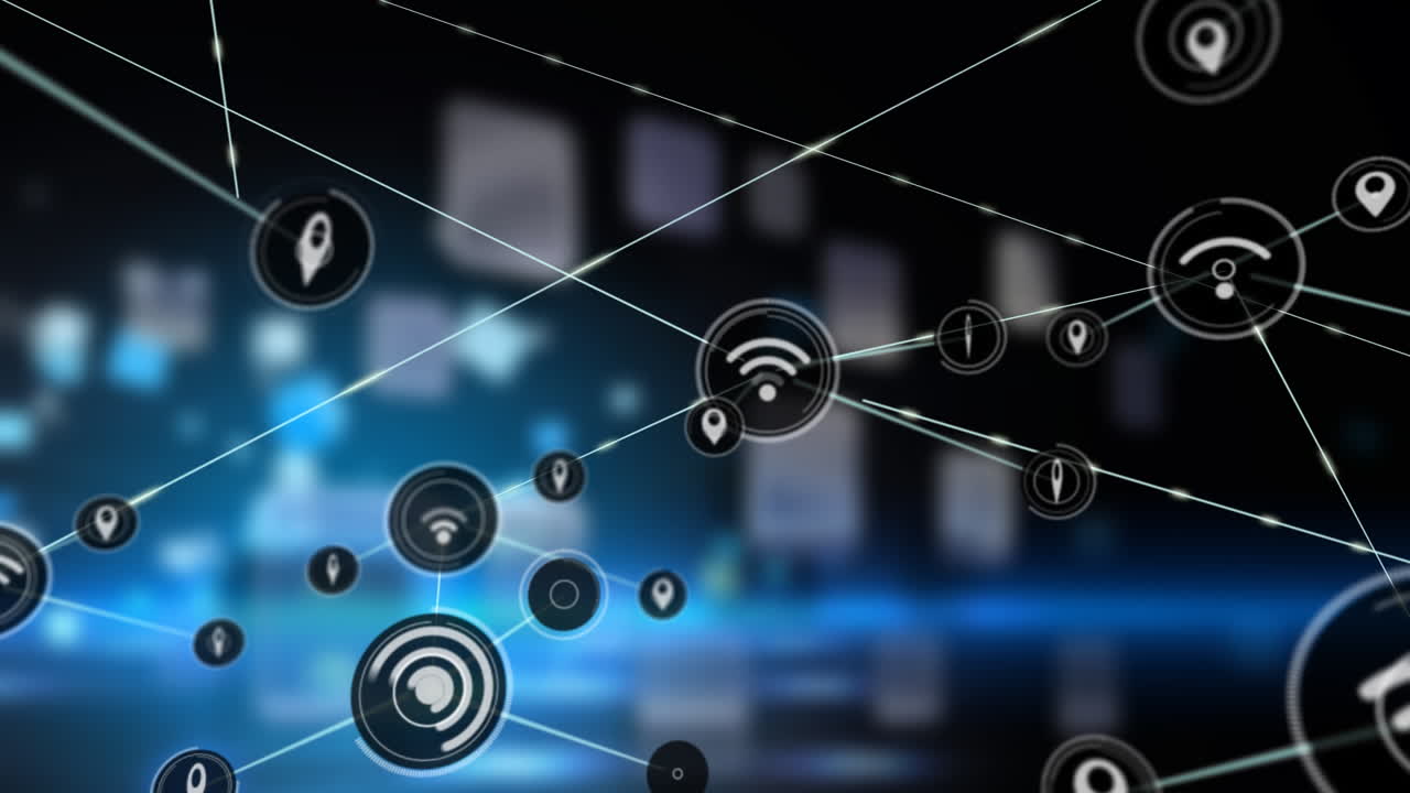 animacja sieci połączeń na czarnym tle