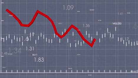 animación del procesamiento de datos estadísticos a través de la red de red contra un fondo gris