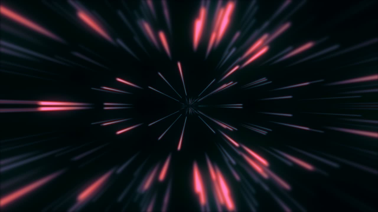 Looped animation. Moving pink neon beams at high speed
