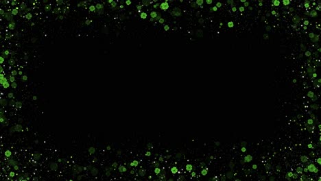 green floral border on black and blue background