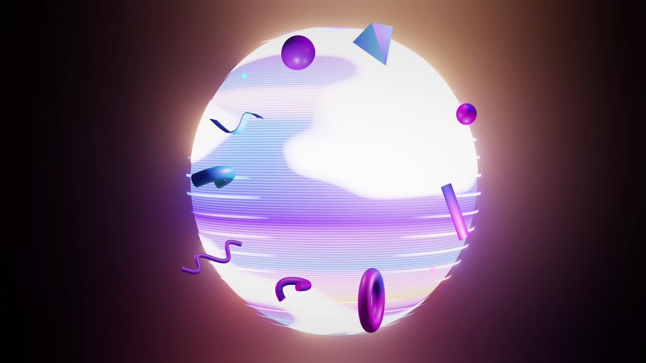 어두운 배경 위에 추상적인 3d 모양과 구의 애니메이션