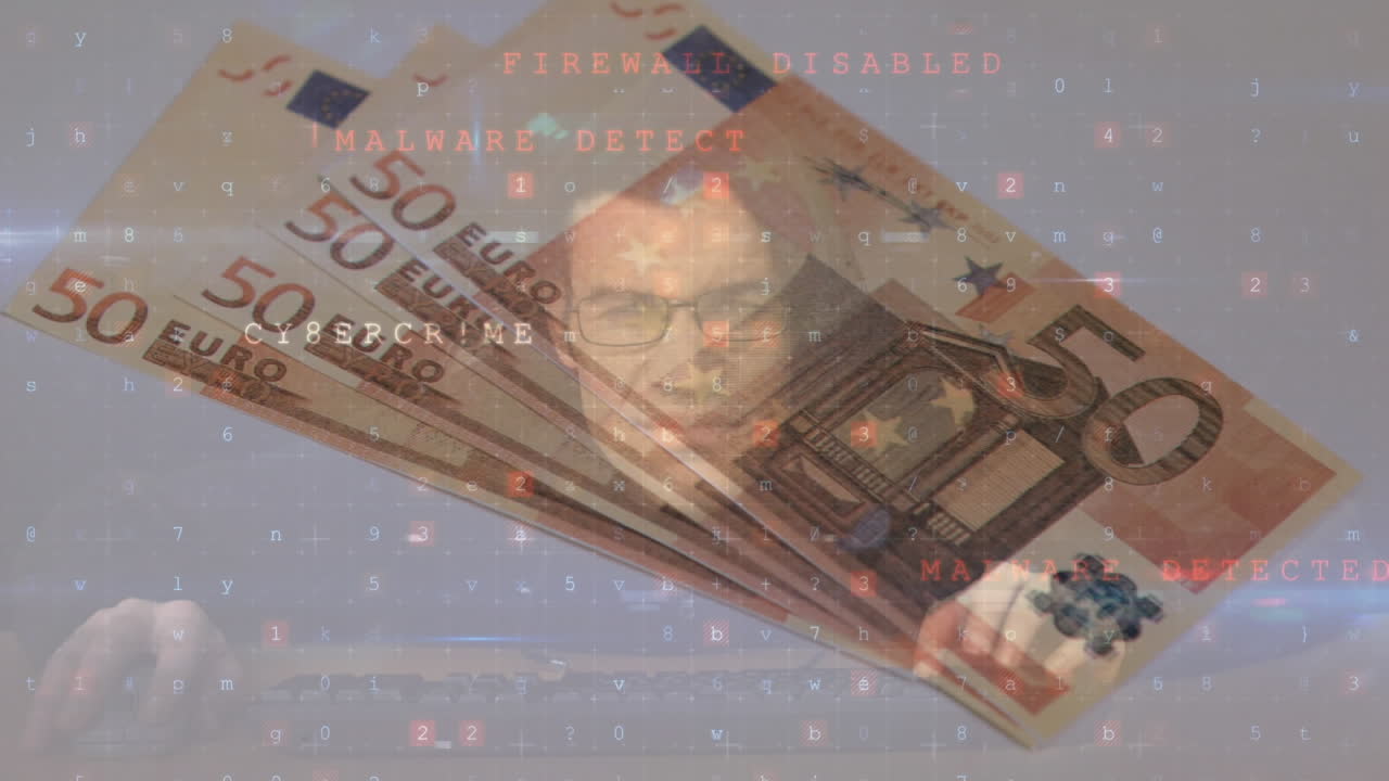 анимация меняющихся номеров, хакерское и вирусное предупреждение о банкнотах евро