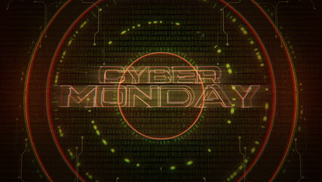 cyber monday vibrantly featured on digital hud interface