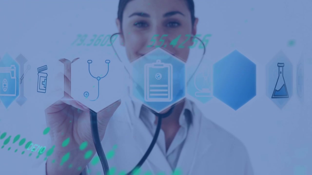 Dottoressa con Interfaccia Medica Digitale
