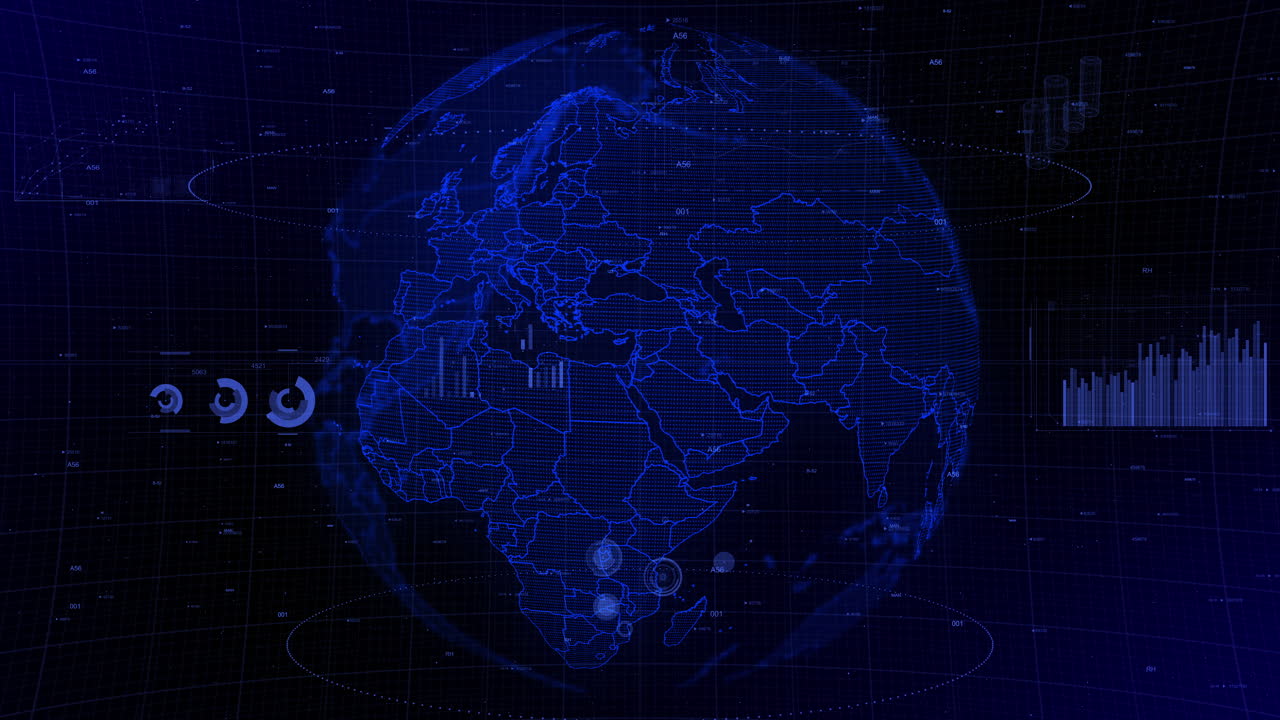 cinematic digital globe rotating video background showcases zooming in on Jordan country