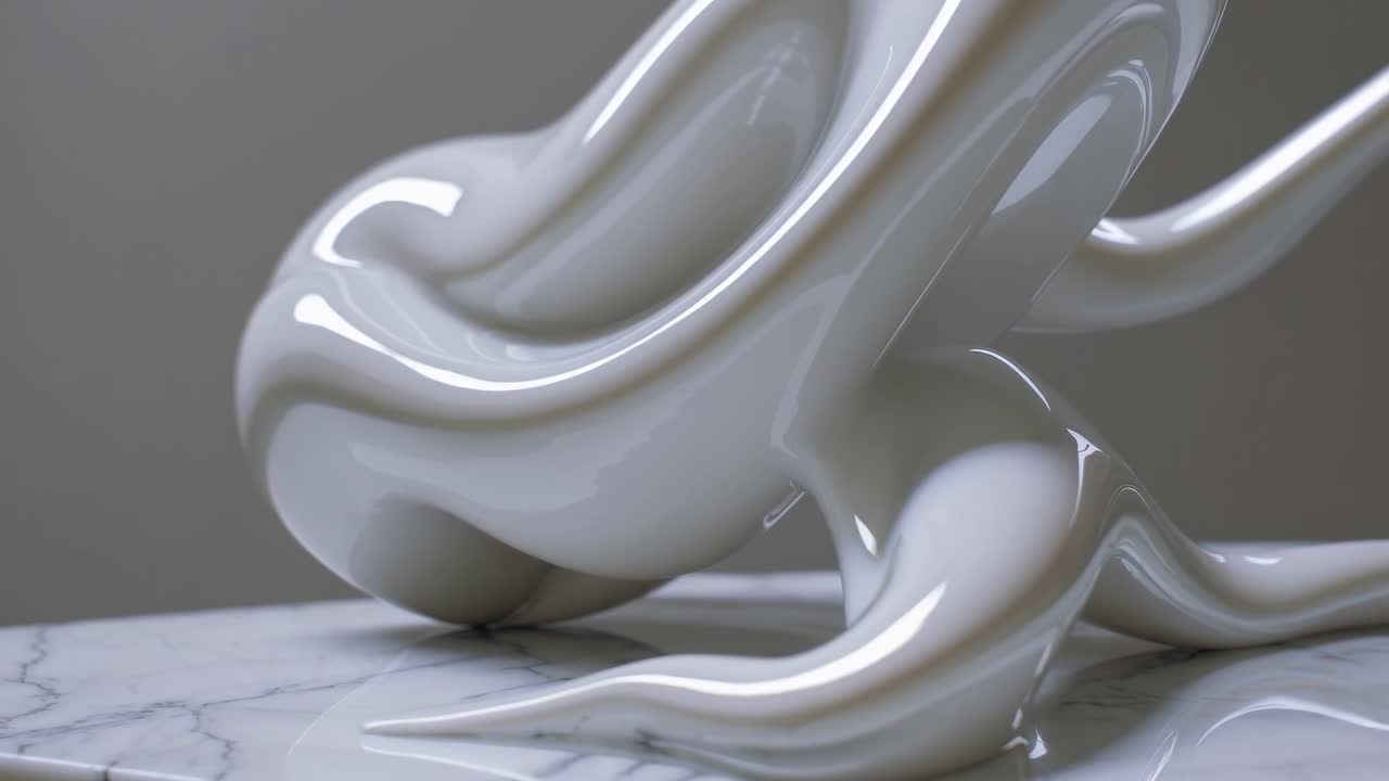 Abstract White Sculpture on Marble