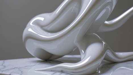 abstract white sculpture on marble