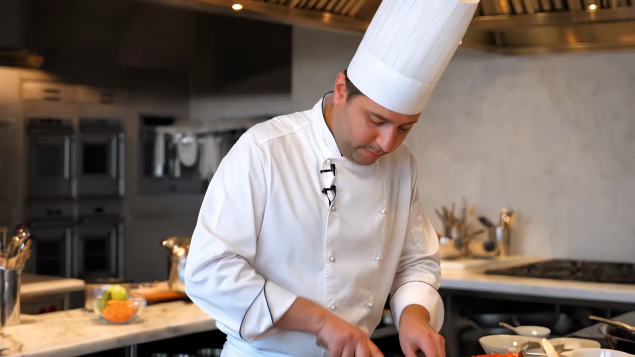 chef preparando comida en una cocina moderna