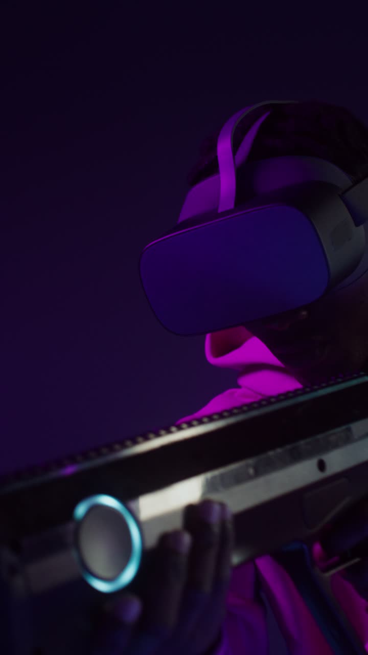 Images of a person using VR technology for gaming