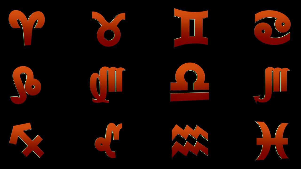 signos odiac, horóscopo, fondo, con el canal alfa, bucle, 4k