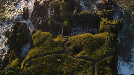 drone view of path to scenic coastal lookout