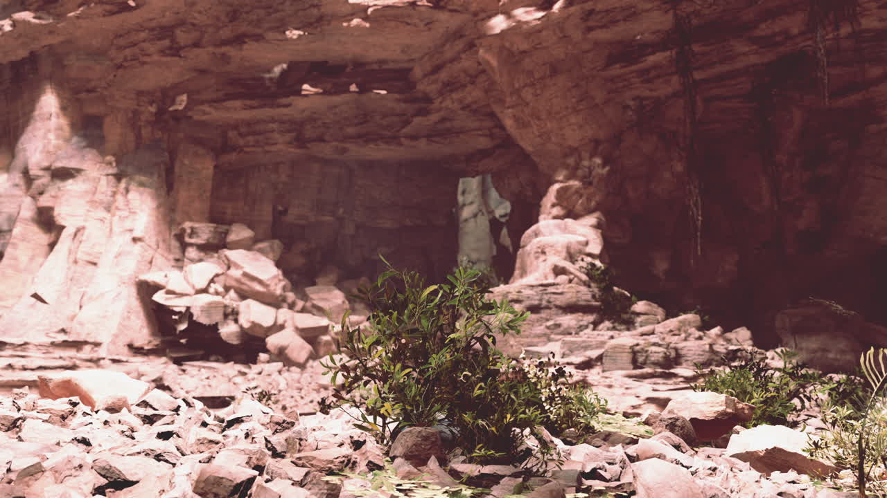 una entrada de cueva en un paisaje rocoso del desierto