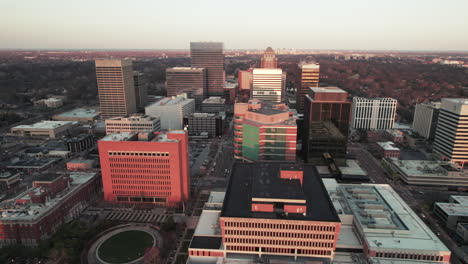 beautiful light illuminates city of clayton at golden hour