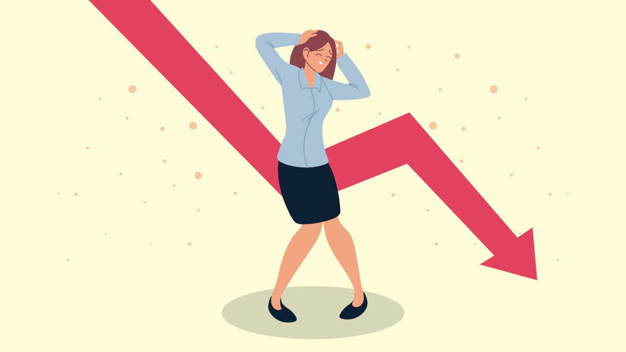 시장의 추세가 떨어지면서 스트레스를 받는 사업가