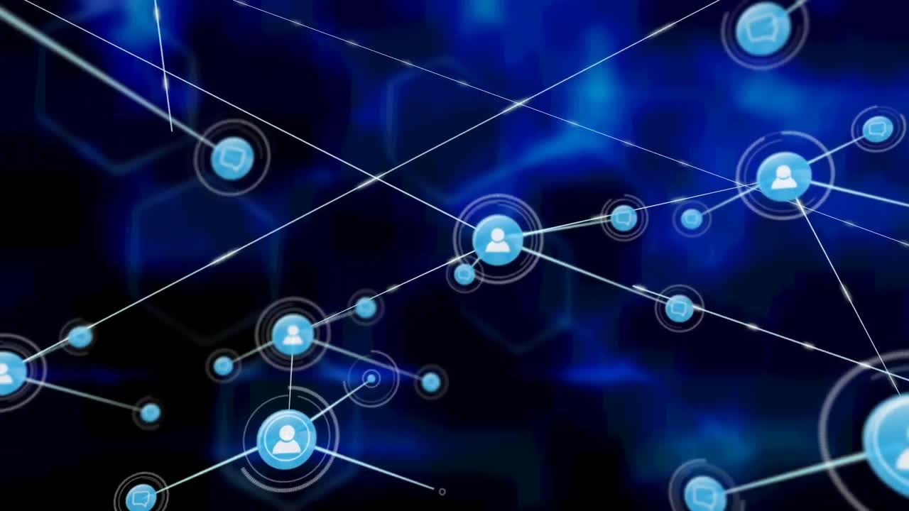 animación de la red de conexiones sobre el fondo de la marina