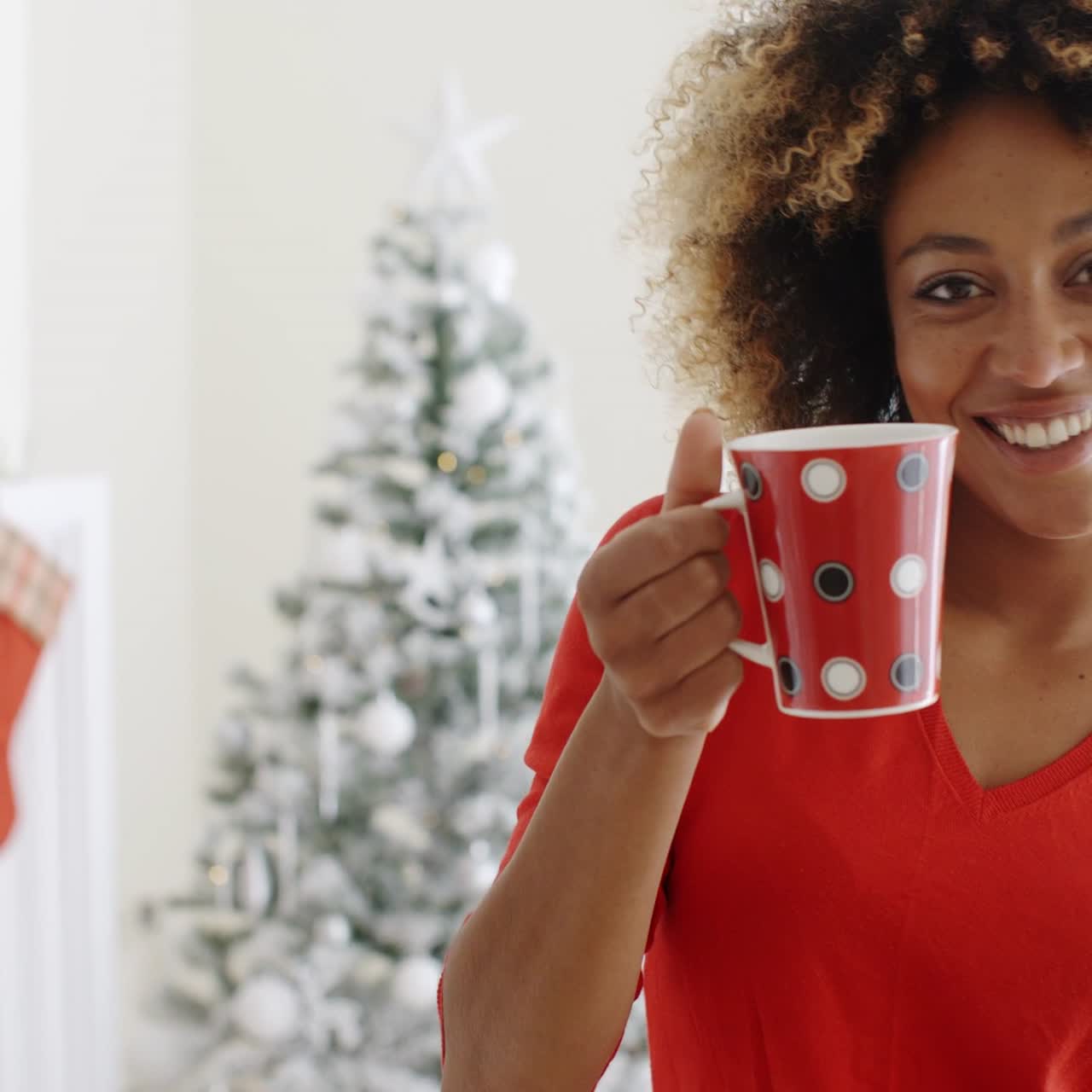 bastante, mujer joven, el gozar, café