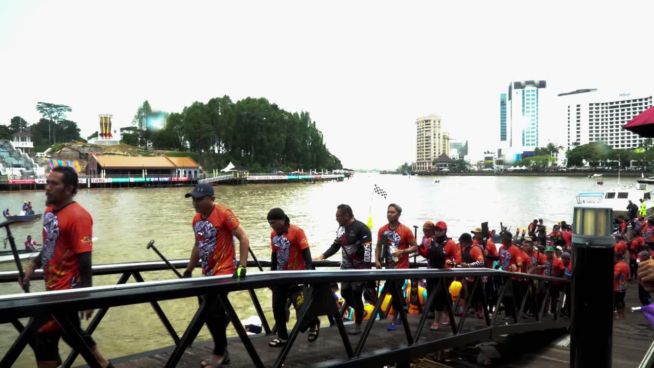 Traditional Long Boat Race Held At Kuching Water Front Every Year