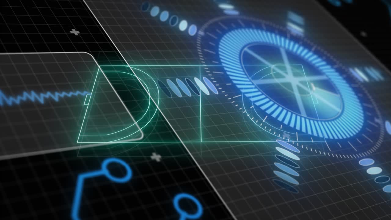 Animation of social media icons over scope scanning