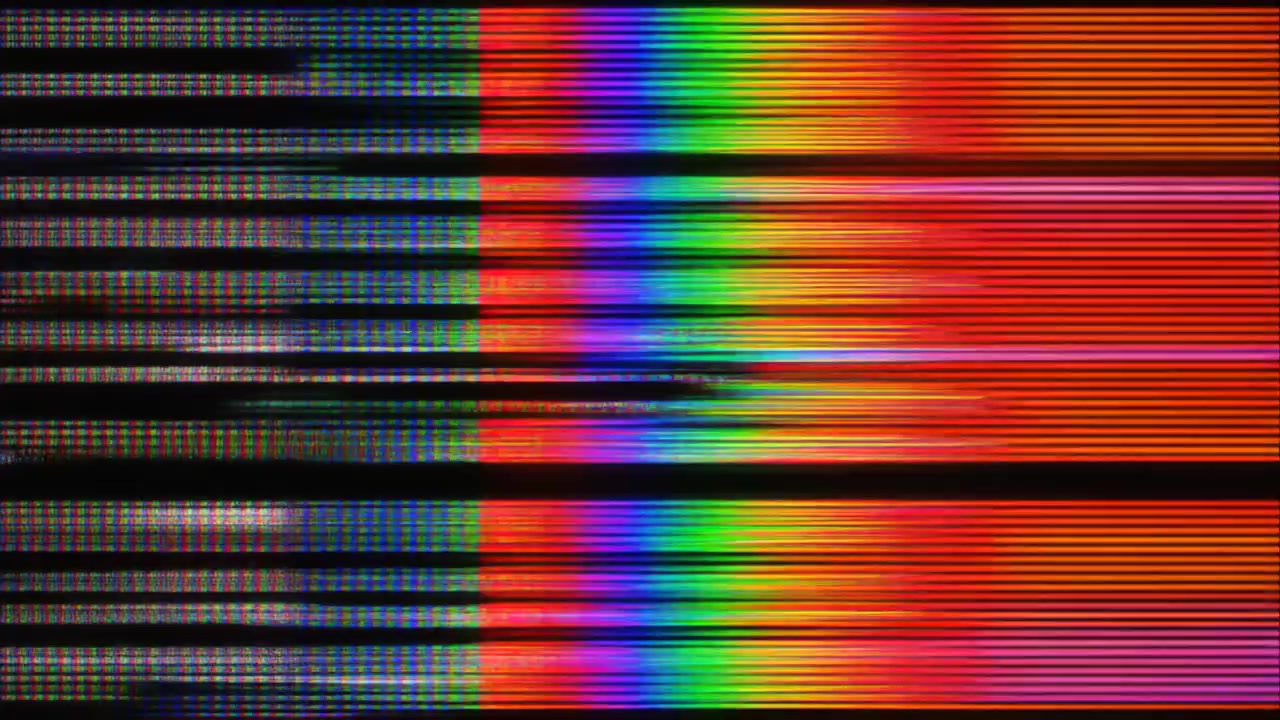 Digital Glitch Effect with Colorful Horizontal Lines and Noise