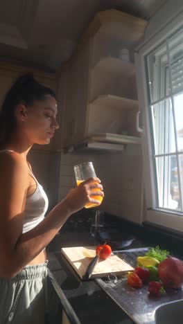 woman preparing healthy food in kitchen