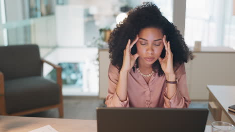 Laptop,-business-and-black-woman-stress