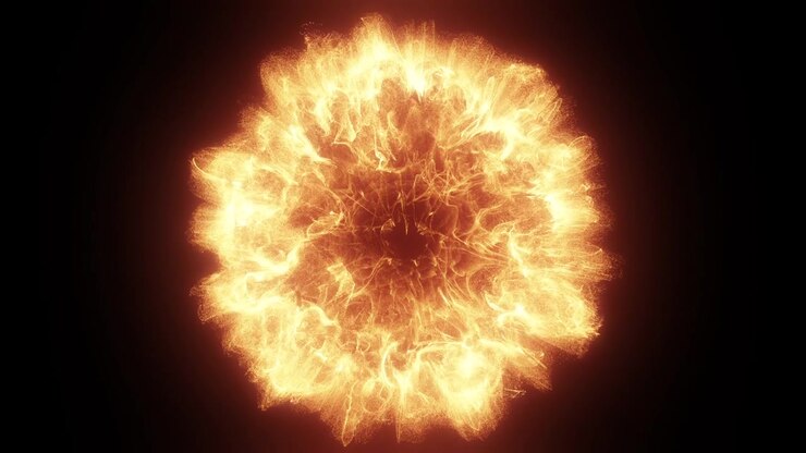 Abstract Fiery Energy Explosion Expanding in Dark Space
